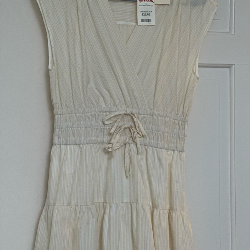 T.J.Maxx Cream Sleeveless Midi Dress